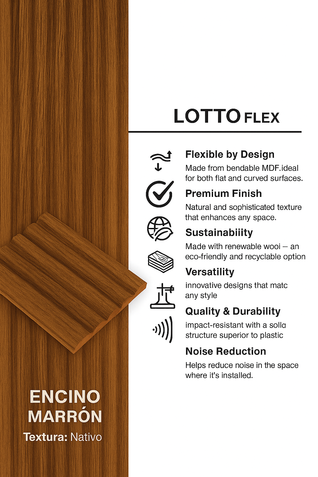 WP-MDF LOTTO FLEX ENCINO MARRON (8 PCS x BOX )