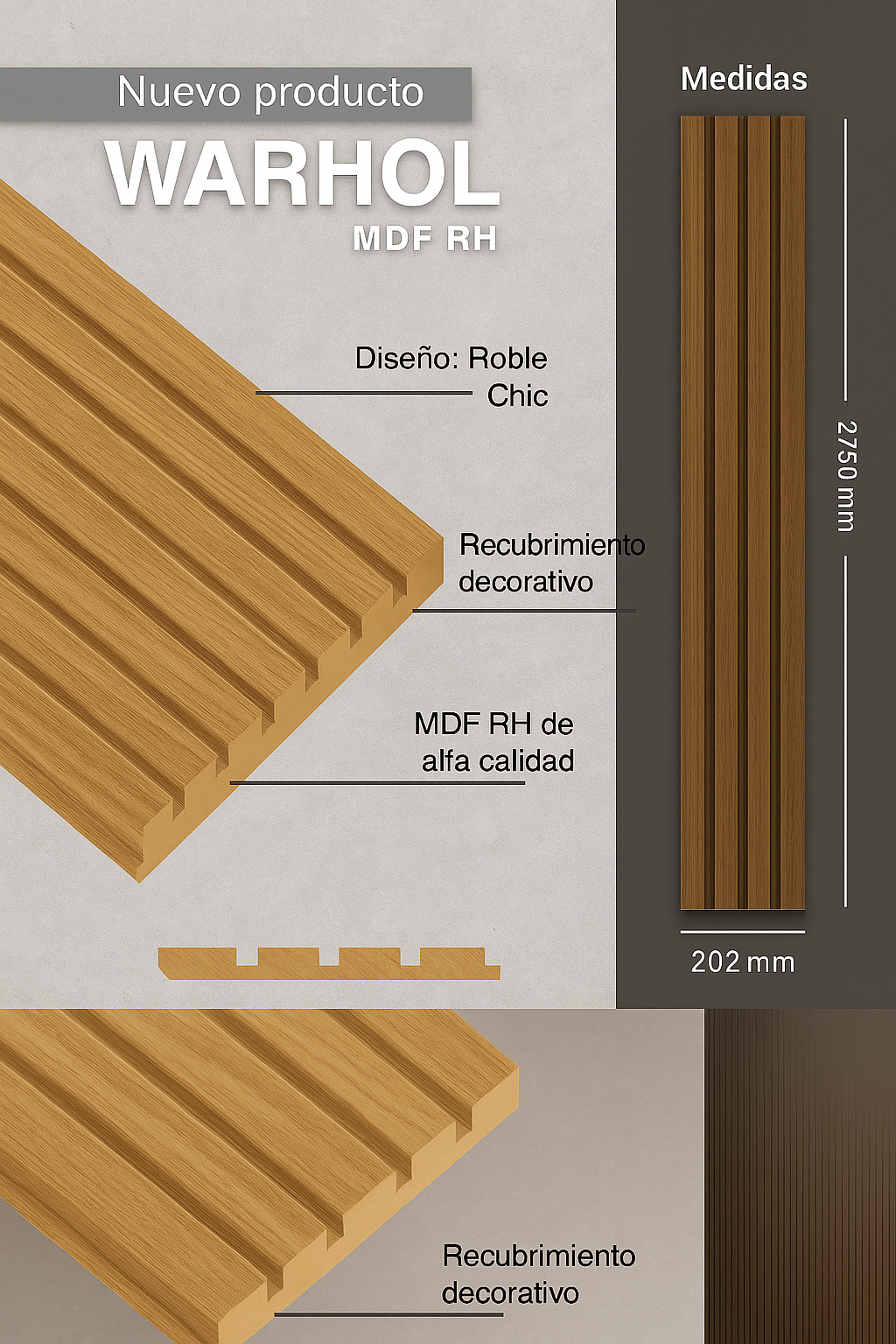 WP-MDF WARHOL ROBLE CHIC (4 PCS x BOX )