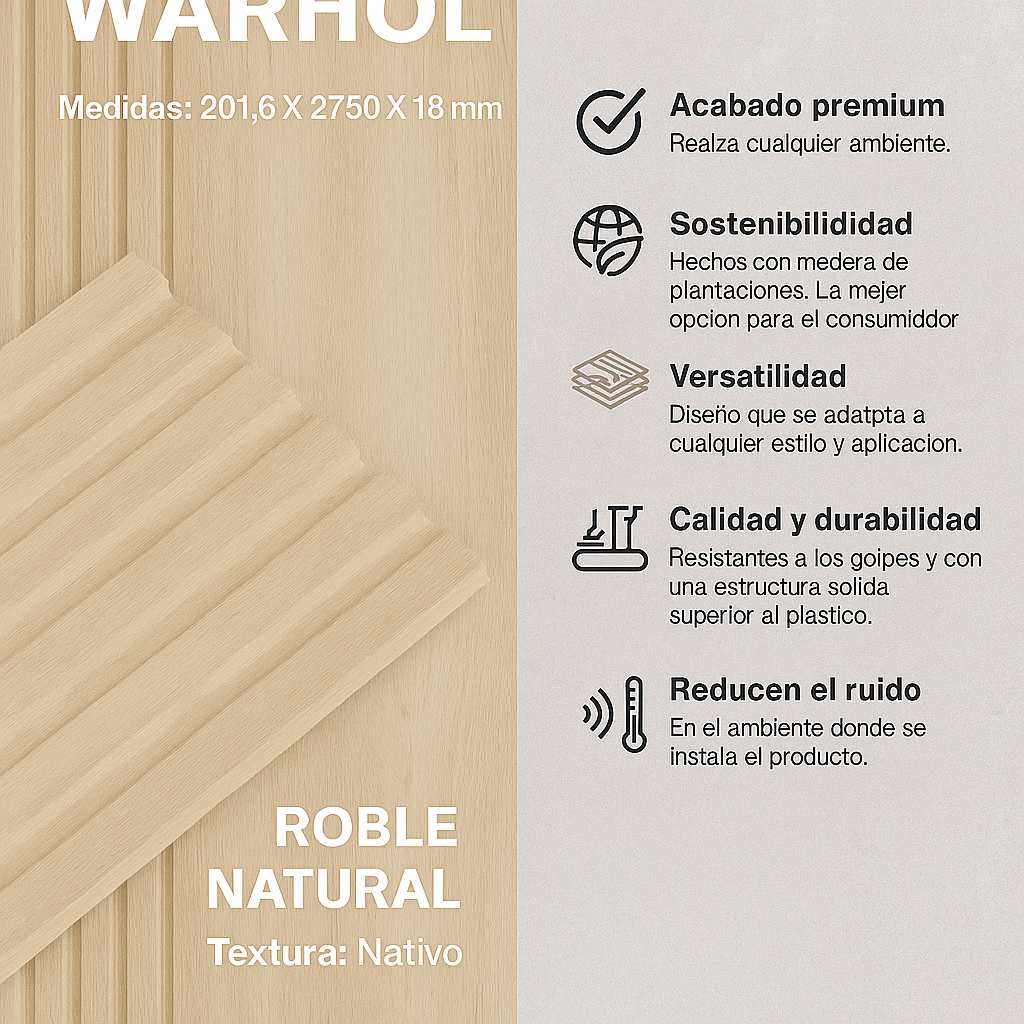 WP-MDF WARHOL ROBLE NATURAL (4 PCS x BOX )