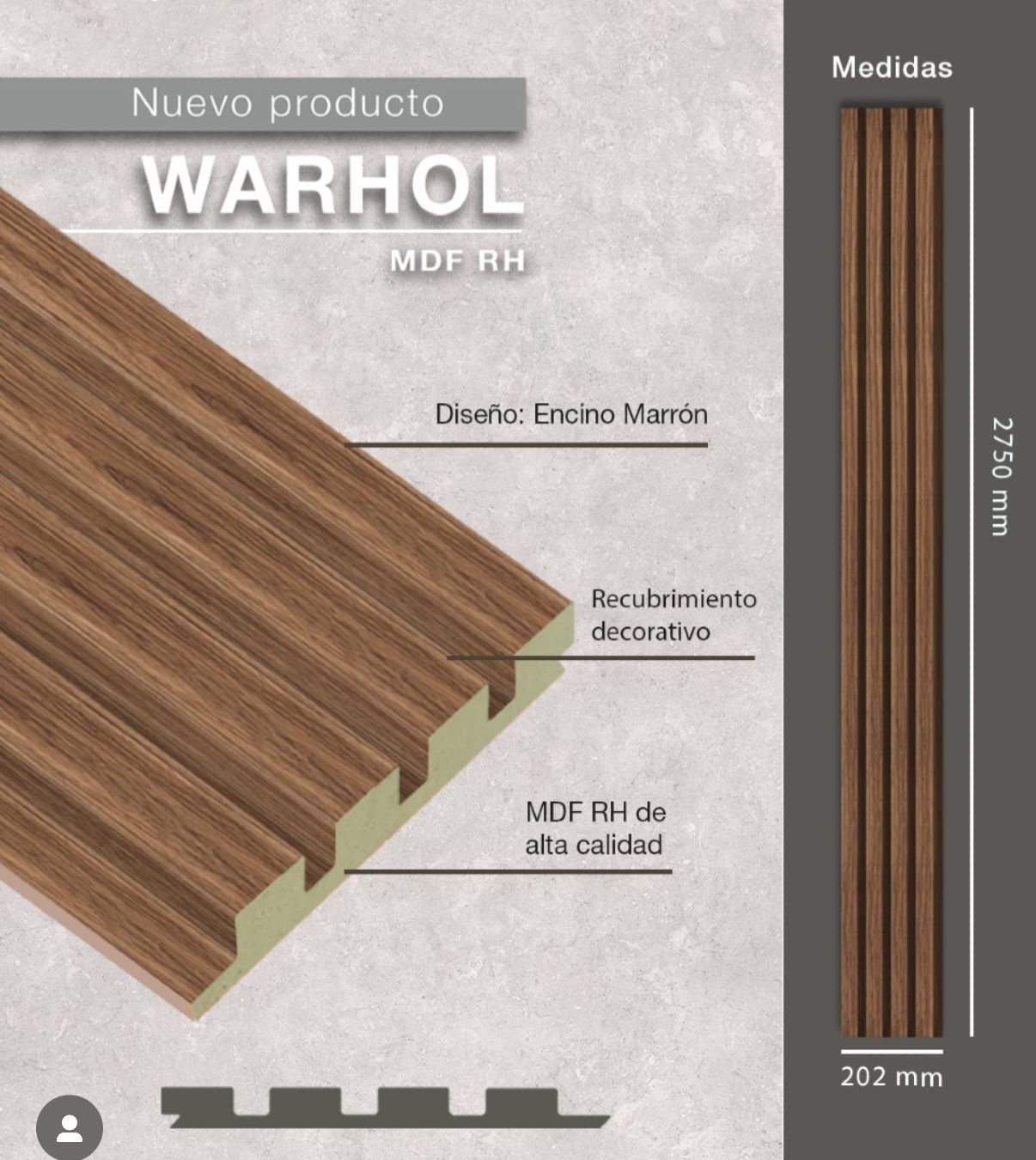 WP-MDF WARHOL ENCINO MARRON (4 PCS x BOX )