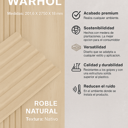 WP-MDF WARHOL ROBLE NATURAL (4 PCS x BOX )
